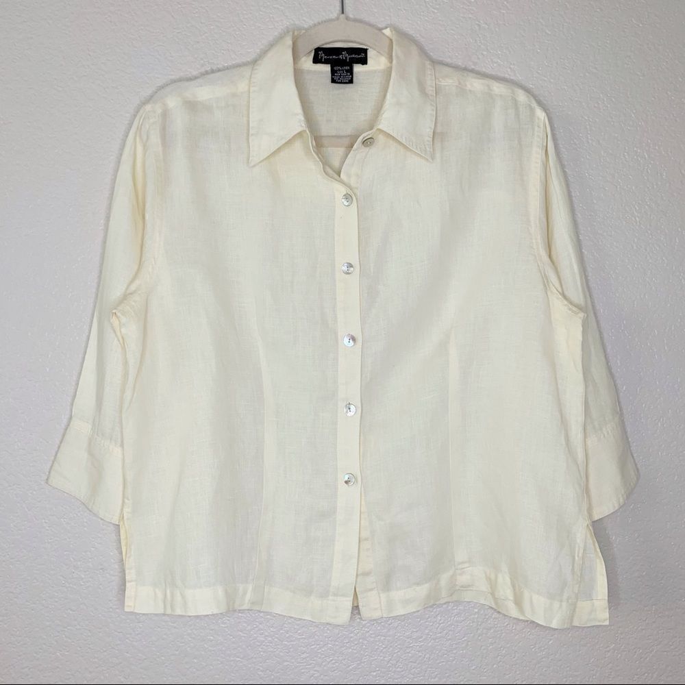 Mercer & Madison 100% Linen Women’s Size Large Button Down Shirt, Sz Large